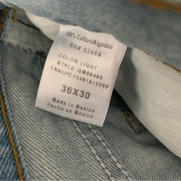 Vintage 100% Cotton Light Wash Straight Leg Denim Jeans 36x30 - Picture 5 of 13